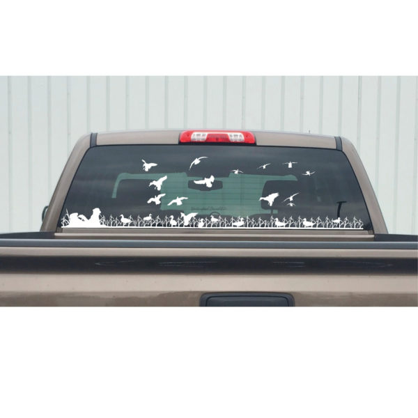 Duck Hunting Field Scene Window Decal Kit - Truck Window Sticker Kit