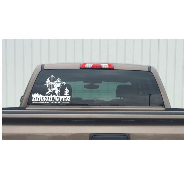 Give Em' The Shaft Sticker - Bow hunter Give Em' The Shaft Hunting Decal