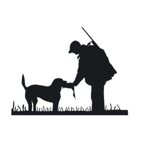 Hunter and Dog Deliver to Hand Decal - Hunting Decal - 1228