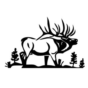 Bull Elk with Back Ground Decal Bull Elk Sticker - 1309