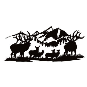 Elk Hunting Two Bulls and Cows Hunting Sticker - 7340