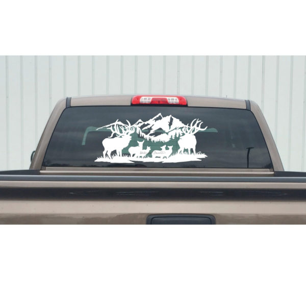 7340B Two Bulls and Cows Scene Elk Hunting Decal