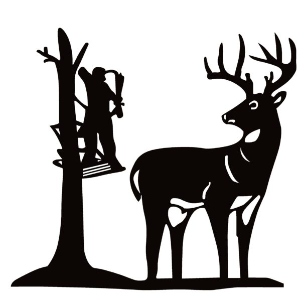 Bowhunter in Tree with Deer Decal - Bowhunter Sticker - 1254