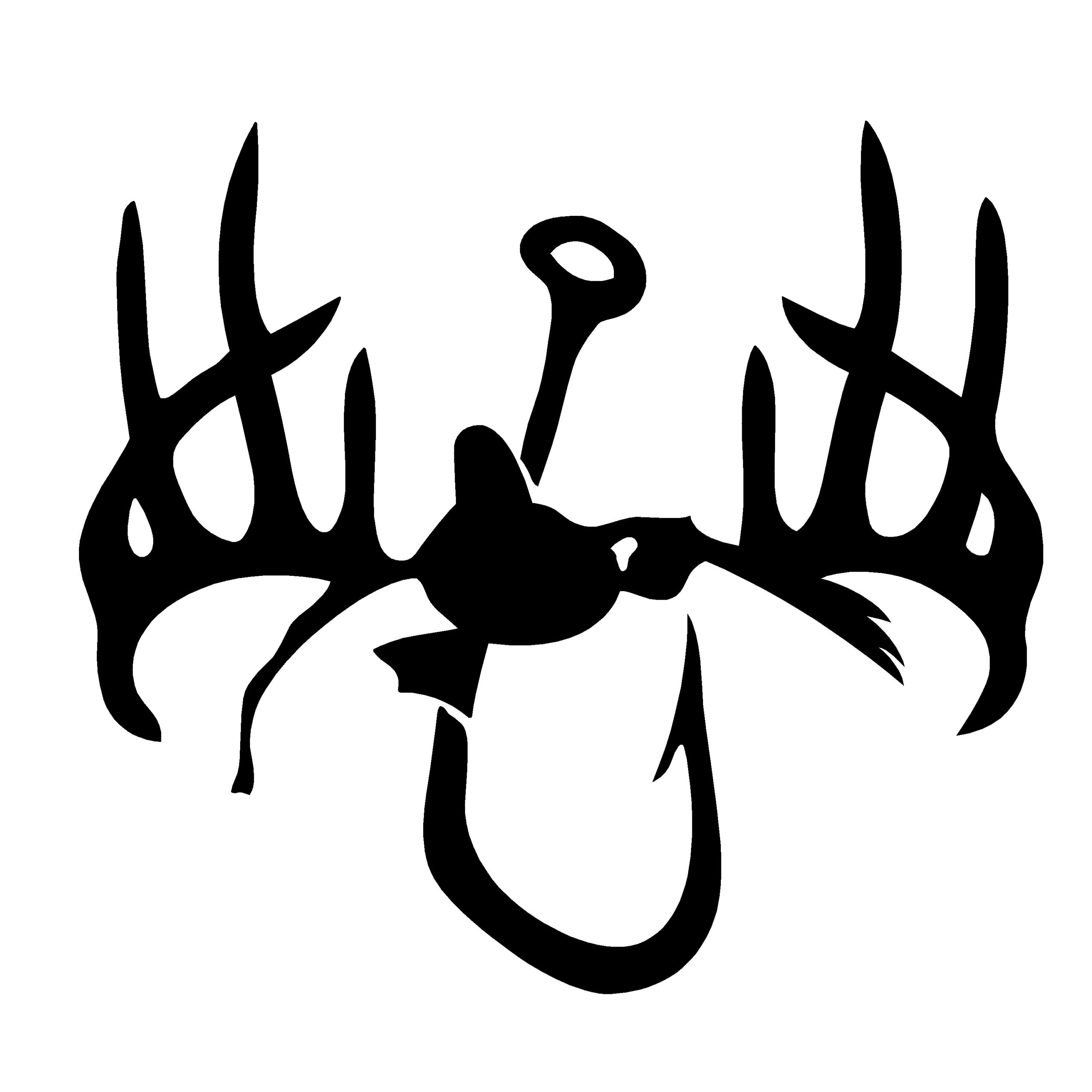 Hunting and Fishing Logo Graphic With a Deer, Fish and a Duck