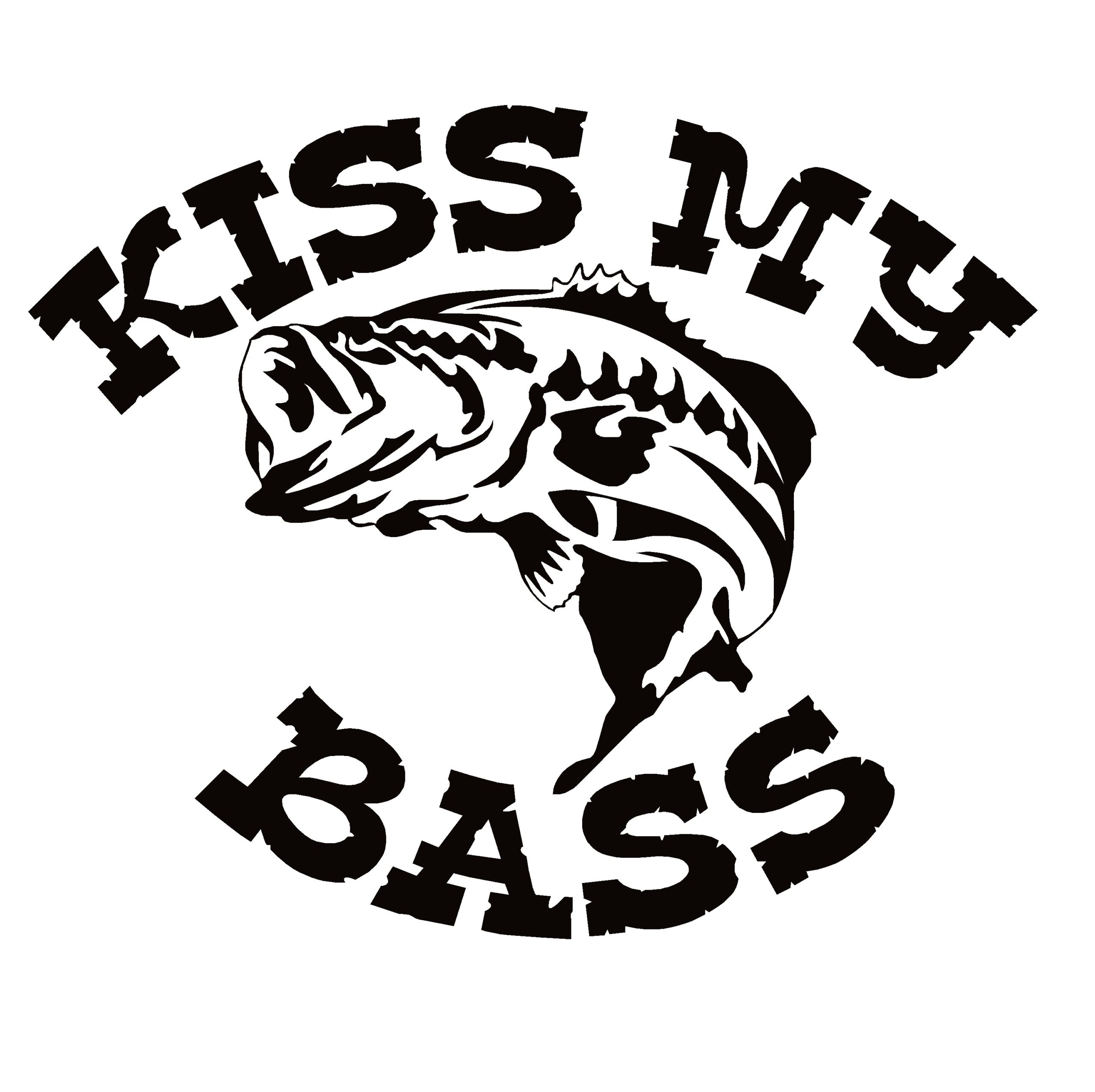 Kiss My Bass Large Mouth Bass Decal - Large Mouth Bass Kiss My BassFishing Decal- 7045 | Small | silver-metalic