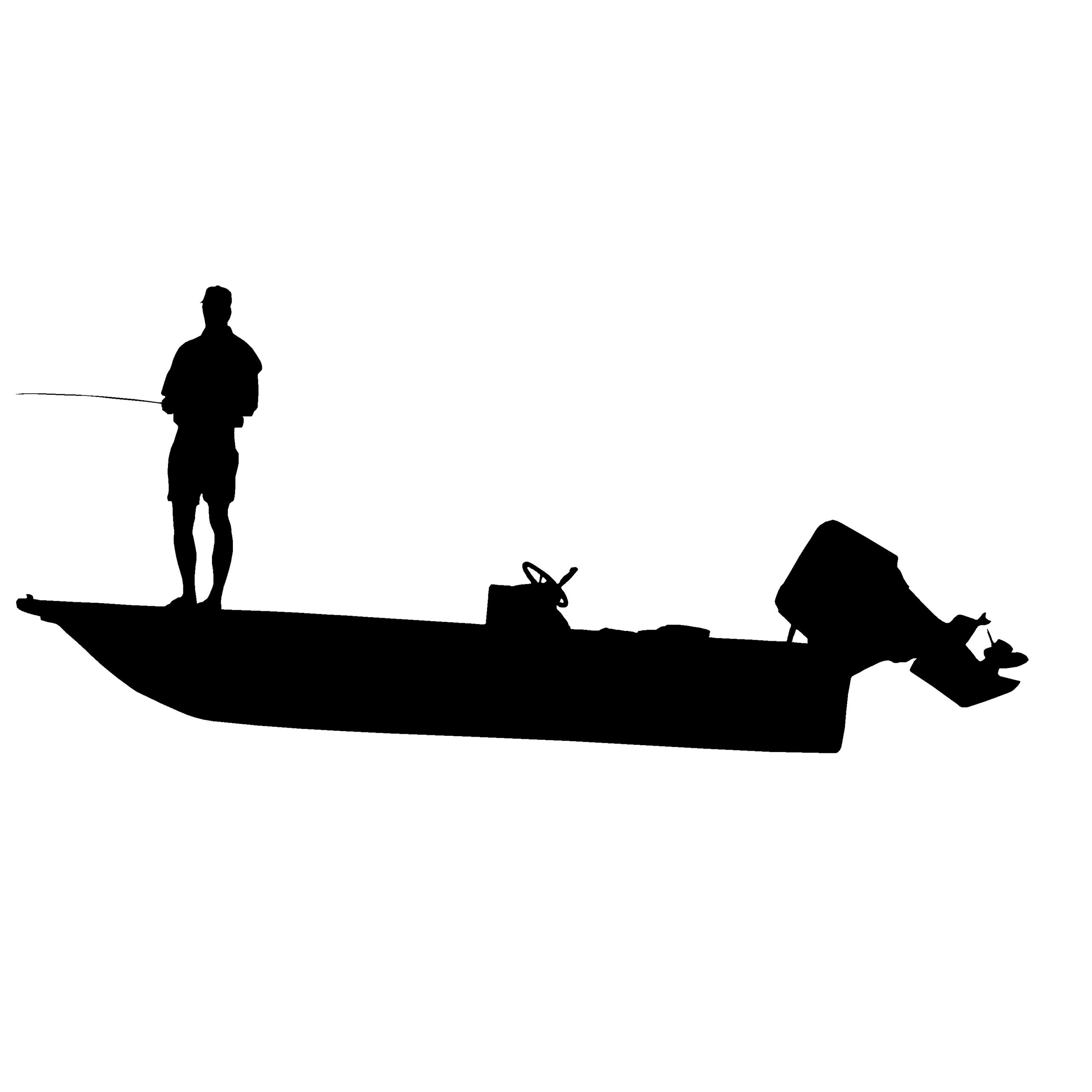 Bass Boat Fisherman Decal - Bass Boat Fisherman Sticker - 2205 | Small | Black