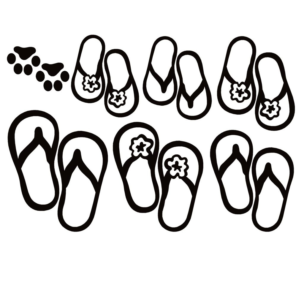 Sandal Family and Dog Paw Decal - Sandal Family and Dog Paw Sticker
