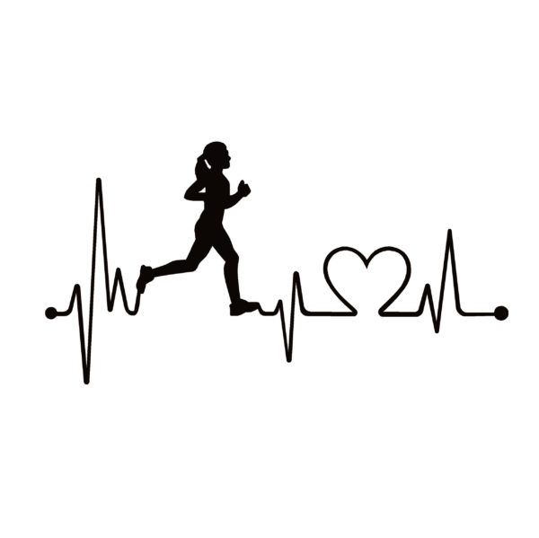 Woman Jogger / Run Heartbeat Lifeline Decal - Woman Jogger / Run Heartbeat Lifeline Sticker