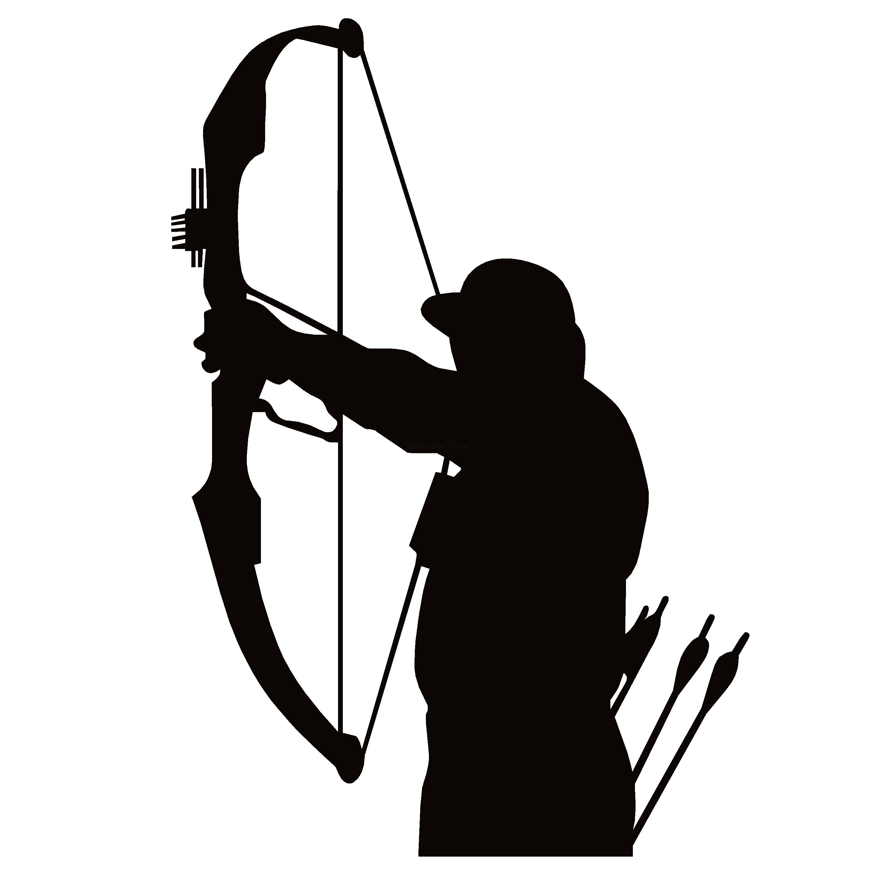 Archery Bow Hunter Shooting Decal - Archery Deer Bow Hunter Shooting