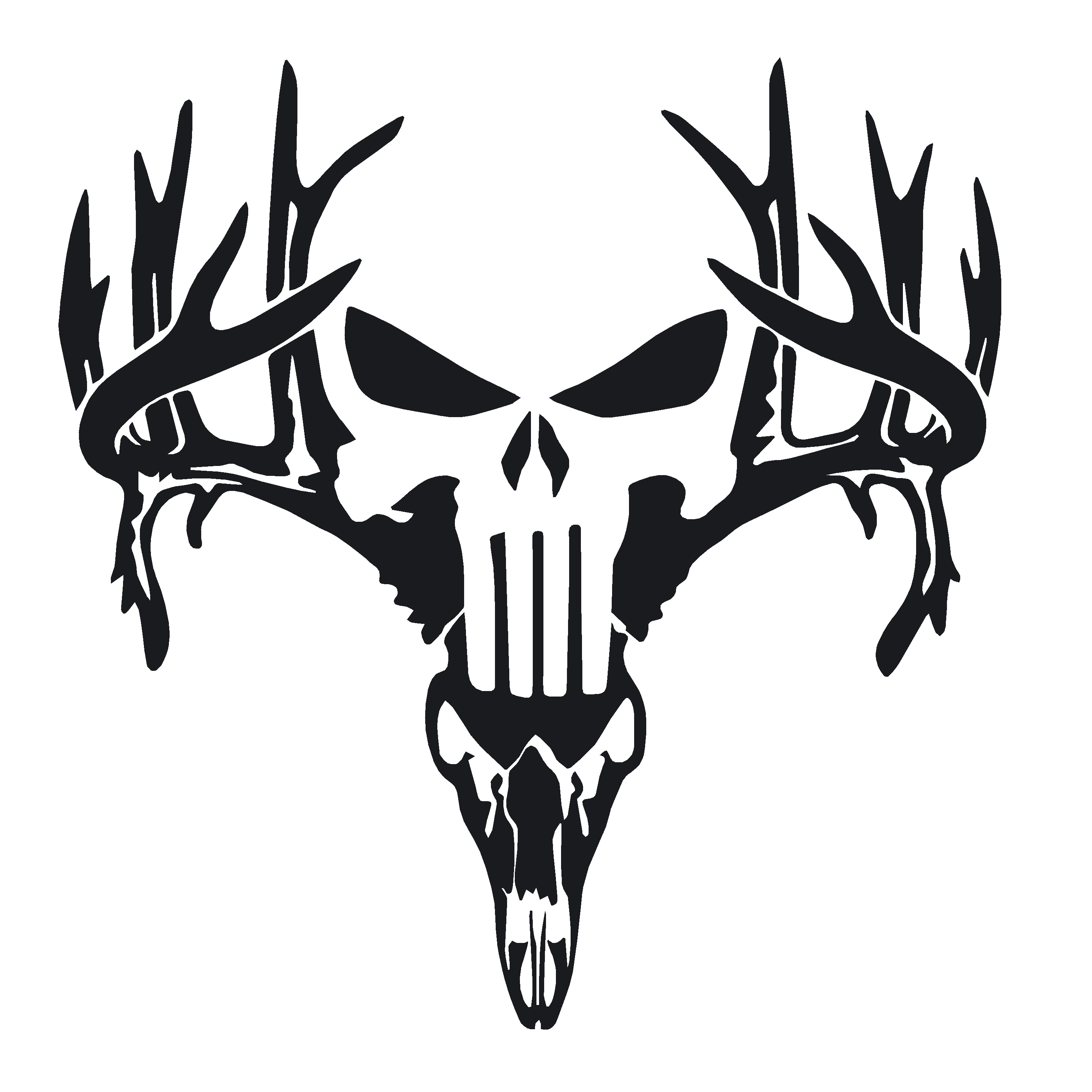 Punisher Hunting Dead Head Deer Skull Decal - Punisher Hunting Dead