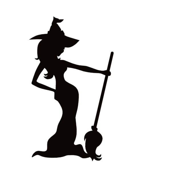 Witch and Broom Window Decal - Witch and Broom Window Sticker - 7498