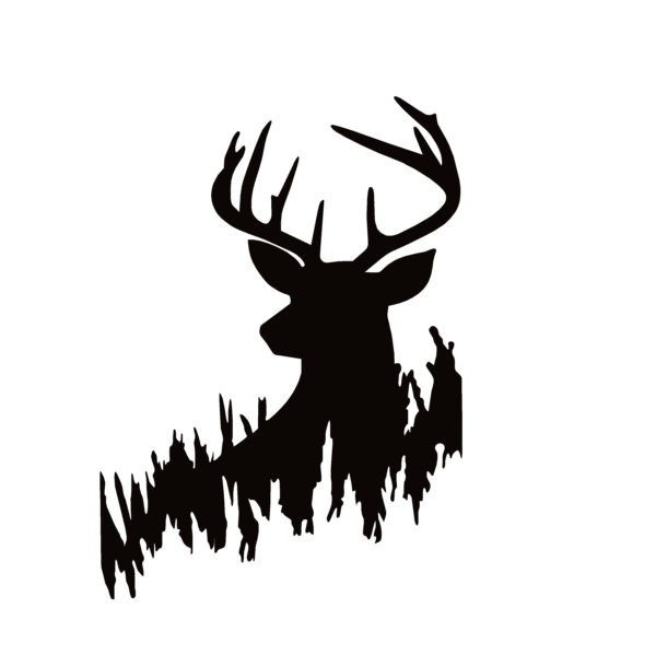 Deer Buck Head in Grass Window Decal - Deer Buck Head in Grass