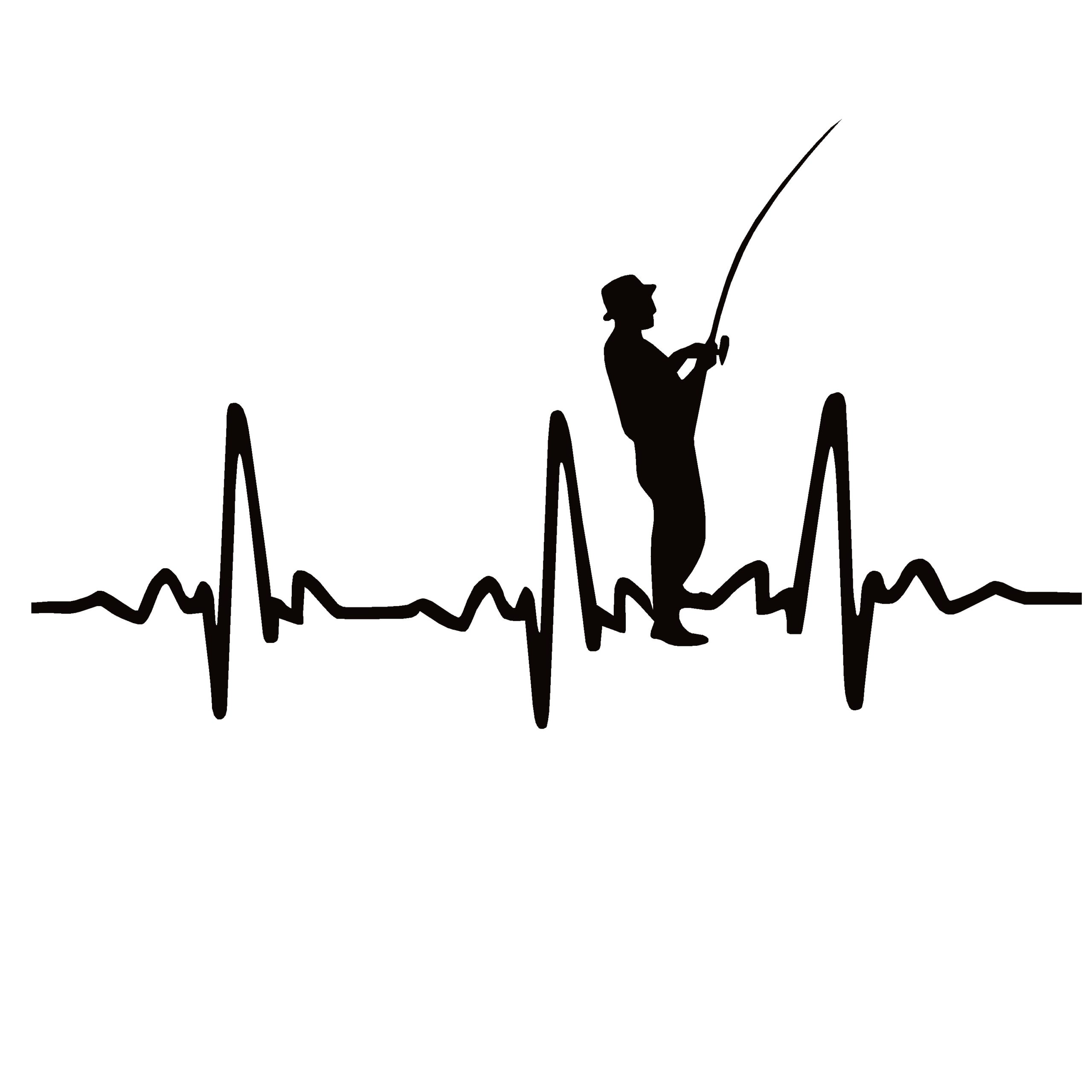Fisherman Heartbeat Fishing Decal - Fisherman Heartbeat Window Sticker