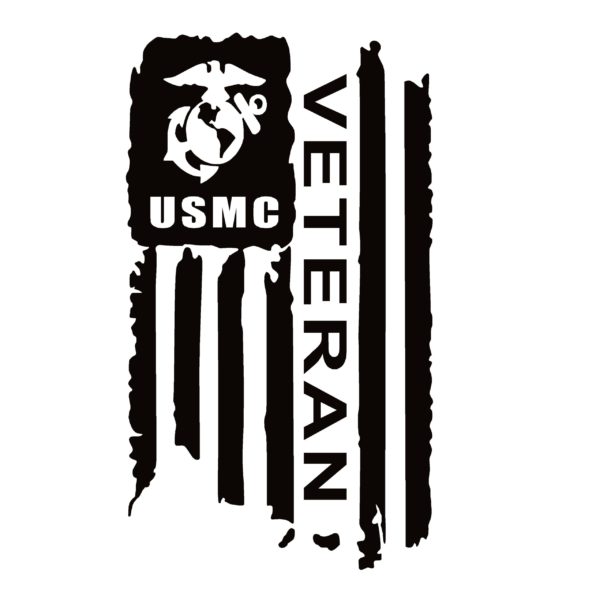 USMC Veteran Flag Window Decal - USMC Veteran Flag Window Sticker
